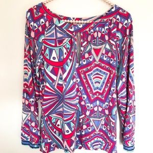 Emilio Pucci Multicolored Keyhole Blouse